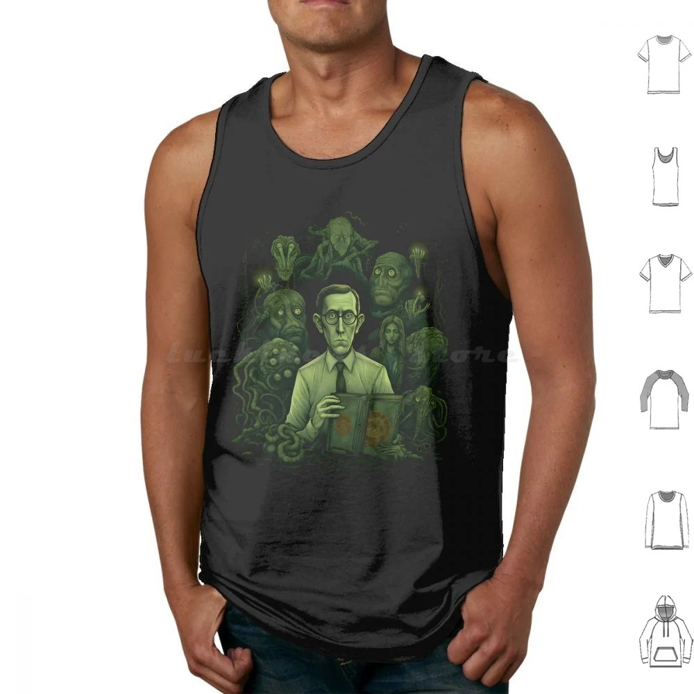 Collage Tank Tops Vest Sleeveless Cthulhu Cosmic Horror Eldritch Mythos Necronomicon Arkham Miskatonic Innsmouth