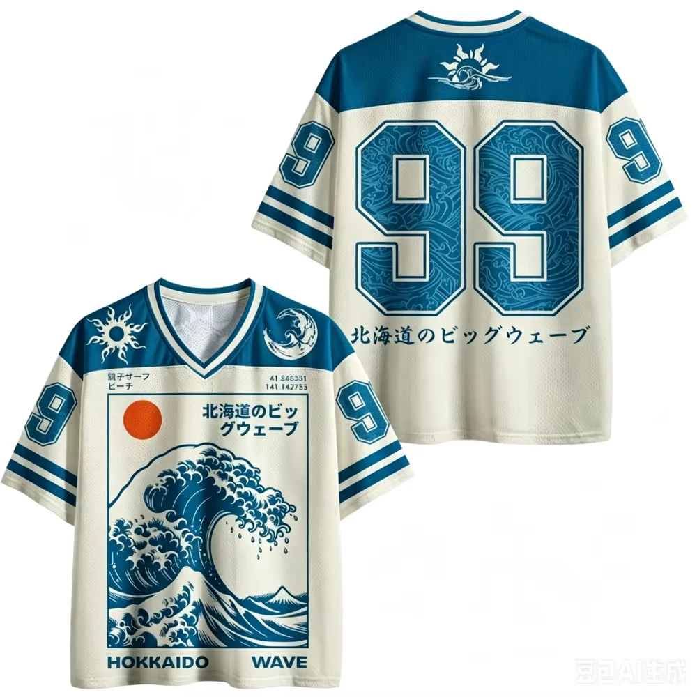 Japanese Style Trendy Harajuku 3d Printed V-neck Jersey Adults Fashion Casual Y2k Breathable Quick Drying Tshirt Unisex Tops Tee
