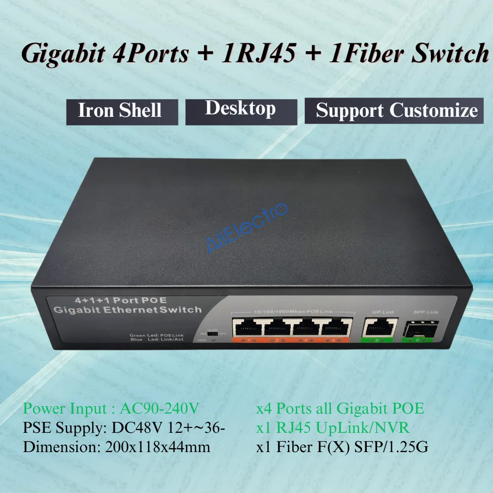 Commutateur Ethernet Gigabit POE avec fente pour déchets, commutateur réseau fibre pour caméra IP, commutateur intelligent sans fil I-AI, 10 Mbps, 100 Mbps, 1000Mbps