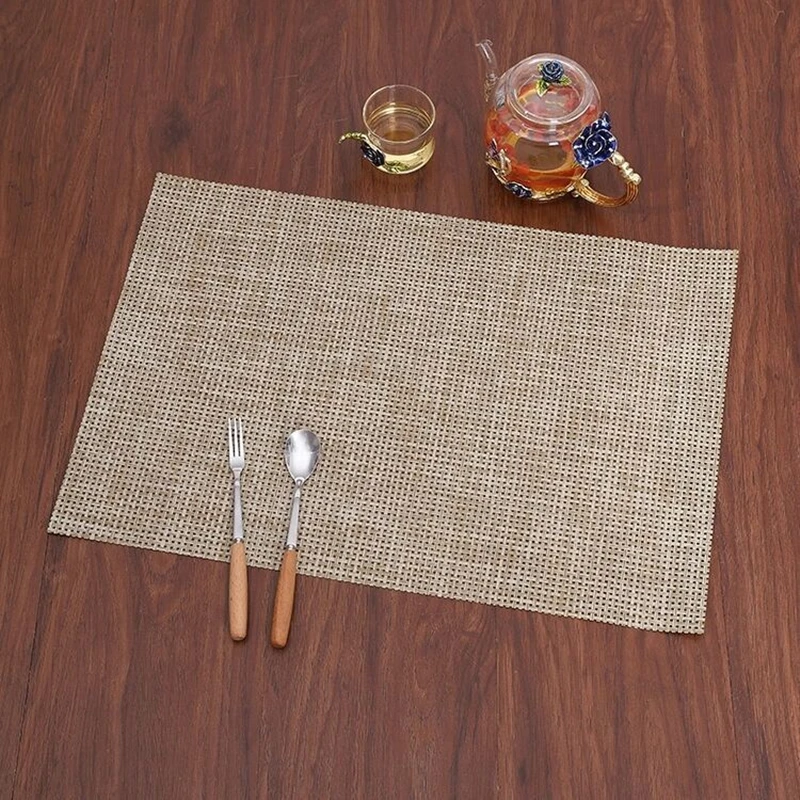 4 Pcs Solid Color PVC Braided Rectangle Placemat Modern Style Home Heat-insulation Oil-proof Placemat Festival Decor Placema