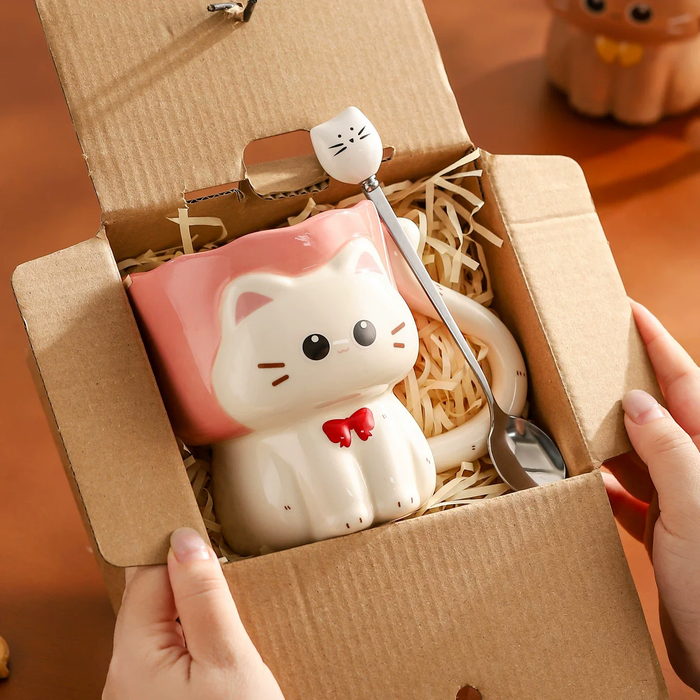 Cute Cartoon Cute Cat Relief Water Cup Artistic Underglaze Color Ceramic Cup High Aesthetic Value Home Daily Water Cup
