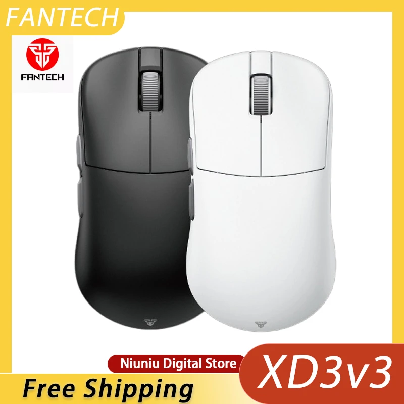 

FANTECH XD3v3 трехрежимная беспроводная мышь 8K PAW3395 датчик 26000 точек на дюйм оптическое разрешение оптическая ось микро-движение противоскользящее покрытие
