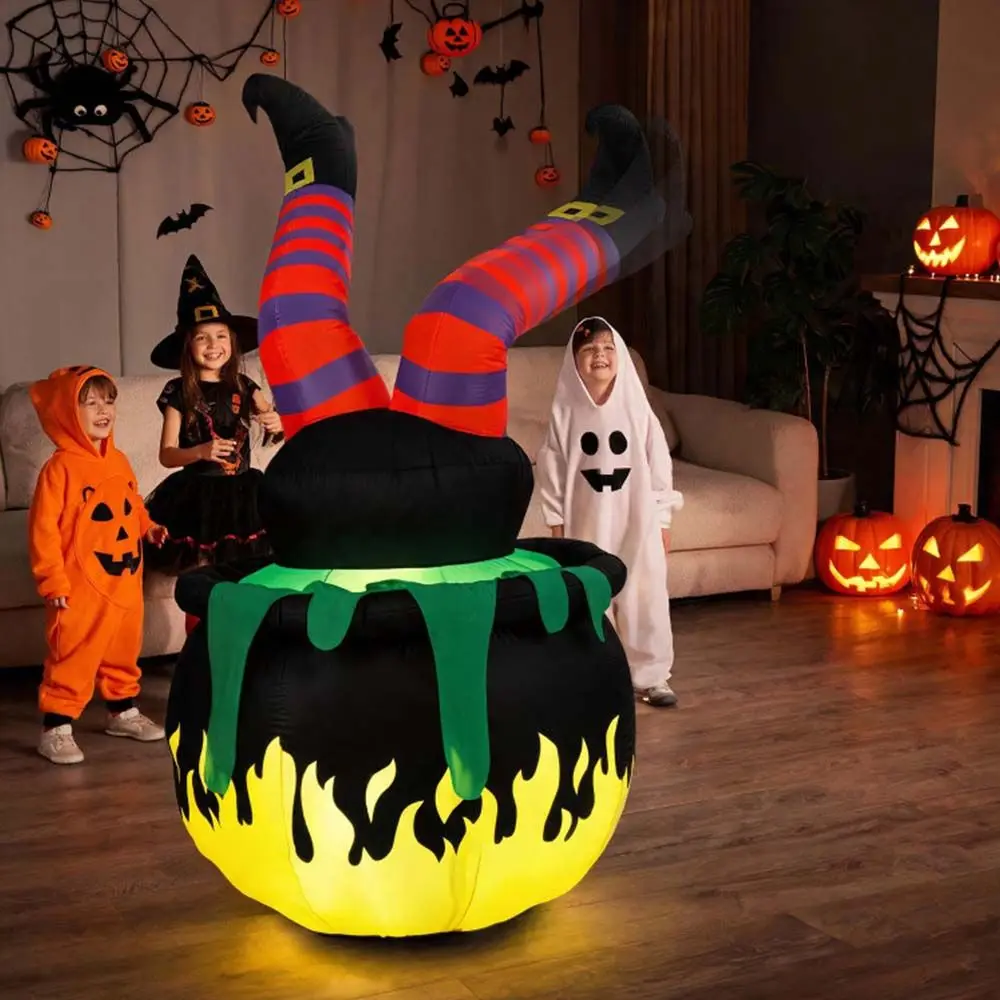 6 FT Animated Halloween Inflatable Kicking Witch with LED Light
