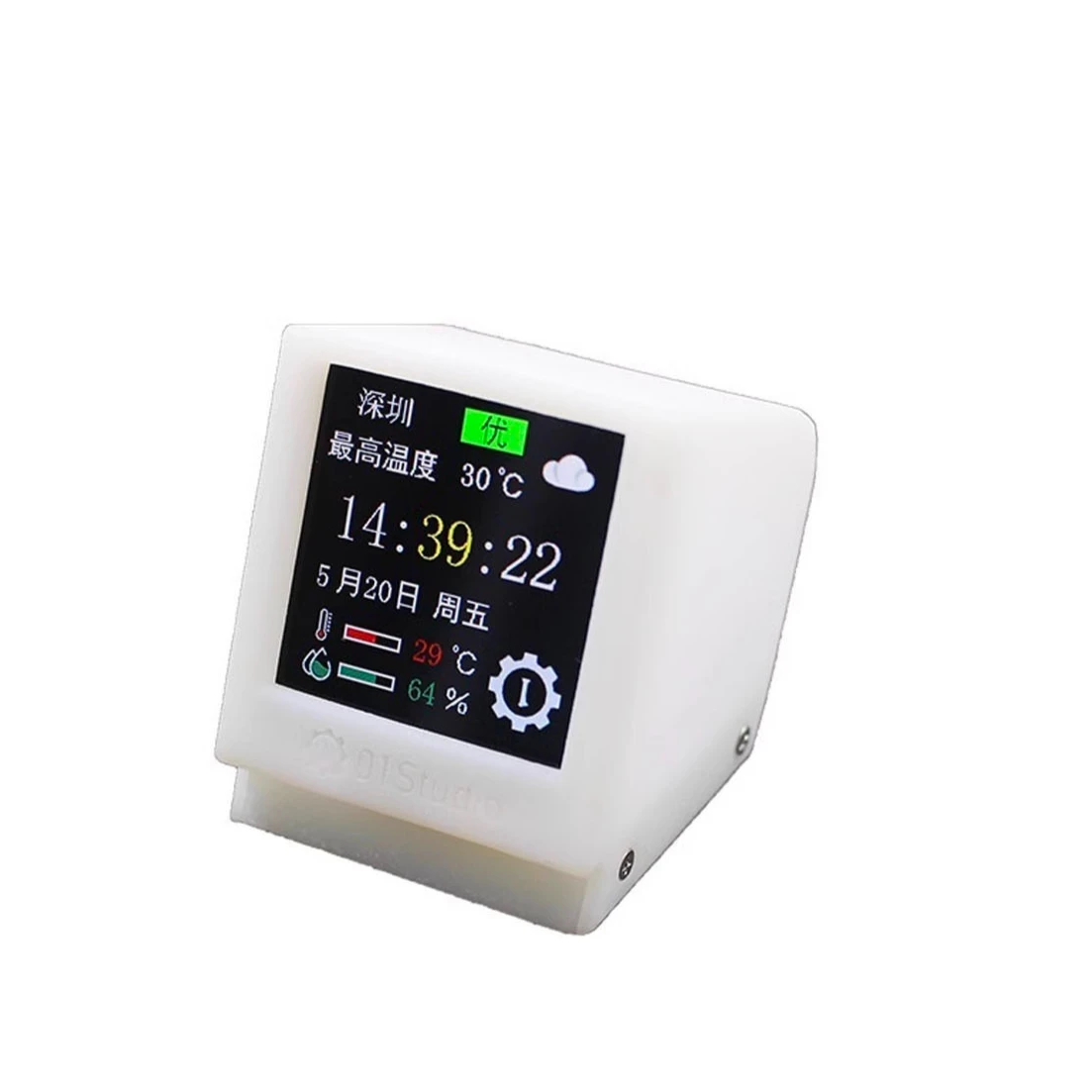 

pyClock WiFi Computer Study Desktop Weather Clock ESP32-C3 1.5 inch Simple Small TV