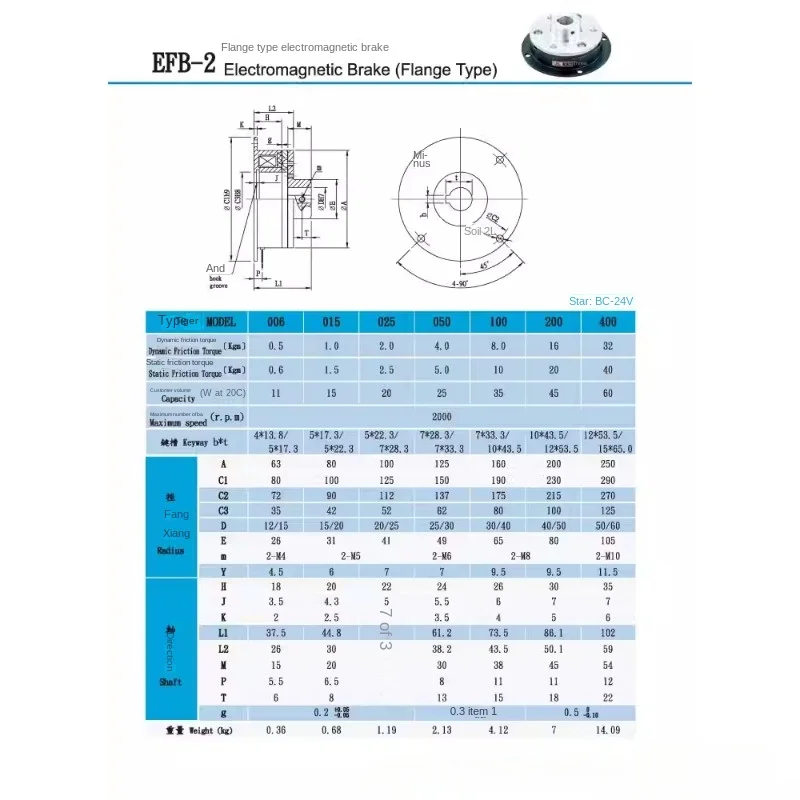 EFB-200 electromagnetic brake EFB-100-400 clutch 24V motor cable pulling machine brake