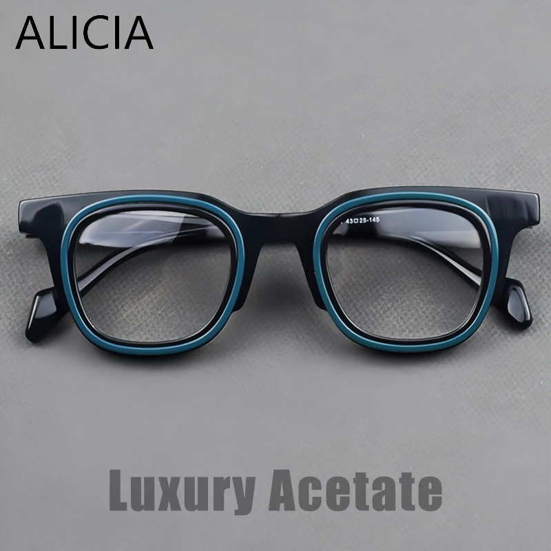 

ALICIA New Luxury Acetate Eyewear Small Size Fashion Retro Square Full FrameOptical Prescription Glasses Frames Man Woman