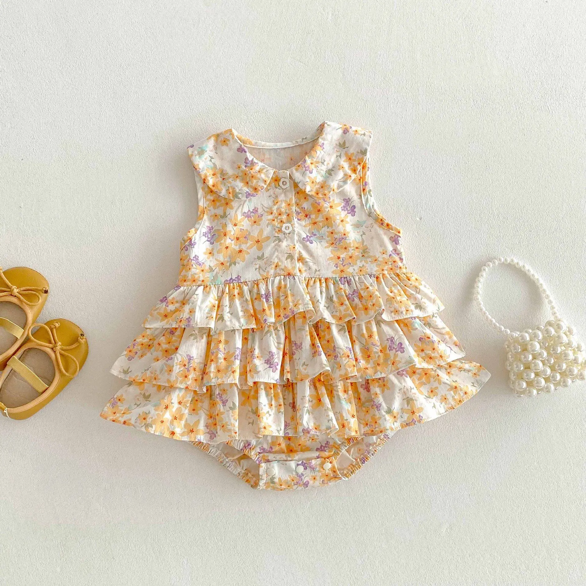 Summer New Style Baby Girl Suspender Ha Dress, Small Fresh Baby Thin Sleeveless Princess Fart Clothes, Outdoor Climbing Clothes