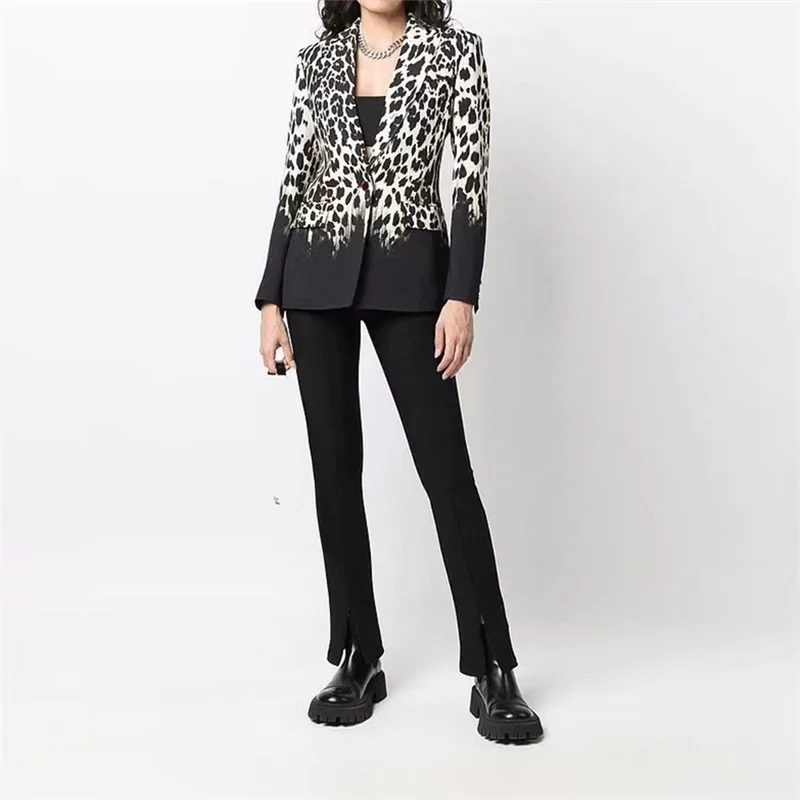 

Leopard Women Suits 1 Piece Blazer Fashion Jacket Formal Office Lady Business Work Wear Hot Girl Coat Fall Outfit