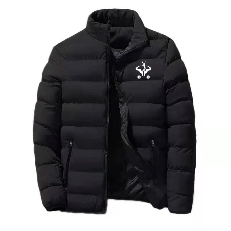 Inverno Novo Rafael Nadal Logo Impressão Custom Made Homens Zipper Down Jacket Vest Algodão Quente Engrossar Casual High Street Man Streetwear