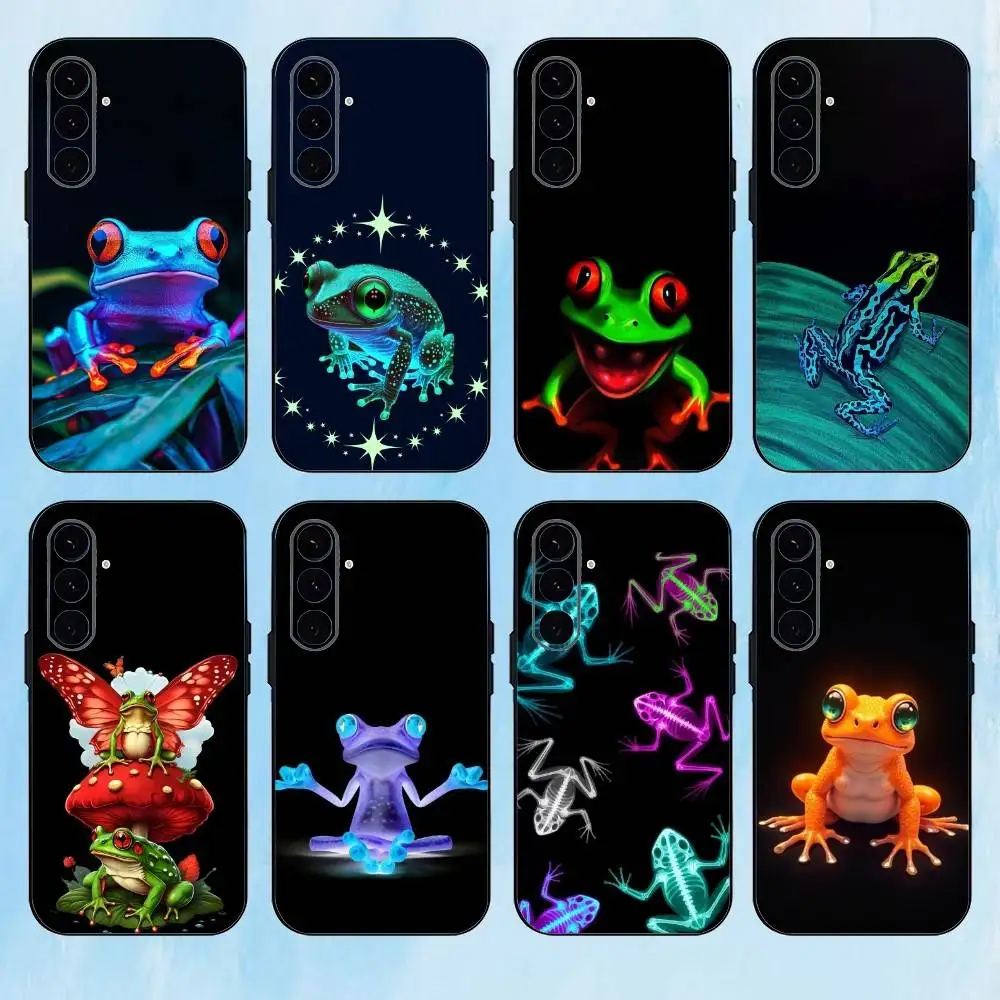 

N-Neon Frogs Phone Case For Samsung Galaxy A73,A72,A71,A70,A53,A52,A51,Others Soft Black Cover