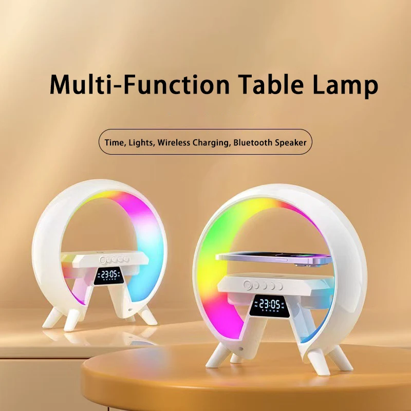 Clock Light  Bedside Lamp Table Lamp Night Light cool Running Light 15 Watt Fast Charging and Bluetooth Speaker