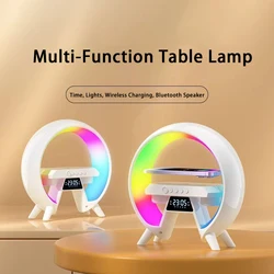 Clock Light  Bedside Lamp Table Lamp Night Light cool Running Light 15 Watt Fast Charging and Bluetooth Speaker