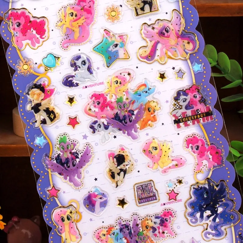 Adesivos de cristal de resina dourada My Little Pony, capa de celular, laptop, caneca, bagagem, guitarra, adesivos decorativos, 1 peça
