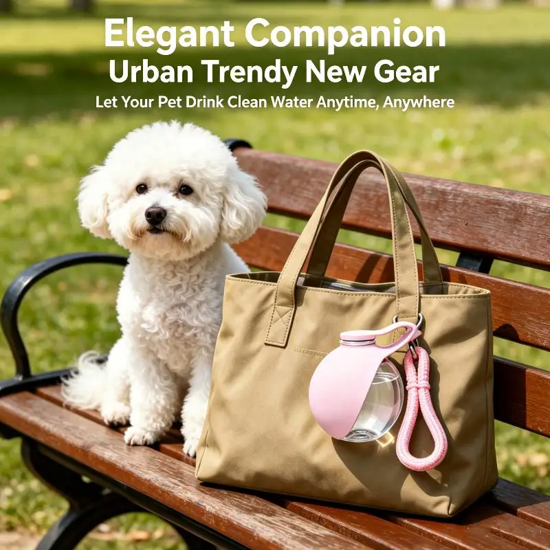 285ml Portable Pet Water Bottle With Lanyard Leakproof Dog Drinking Cup For Walking Hiking Outdoor Travel