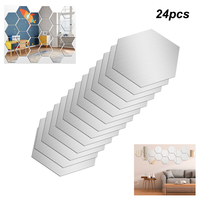 100mm Home Decor Self-adhesive 3D Mirror Wall Sticker Art Wall Decoration DIY Hexagon Decal Mirror Decor Stickers 24 PCS