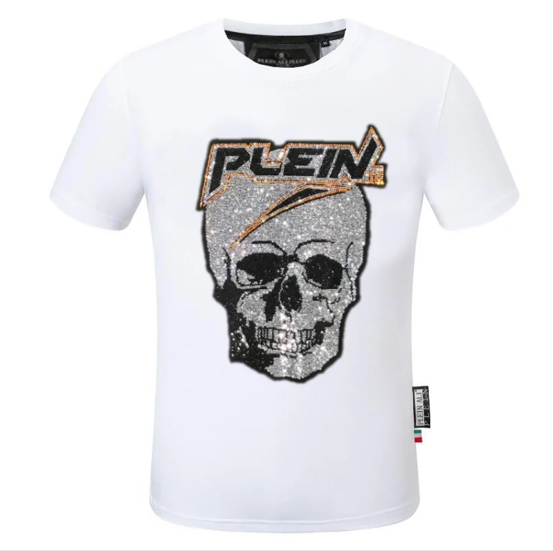 Brand Letter Rhinestones ali Plein brand Top T-shirt Fashion Round Neck