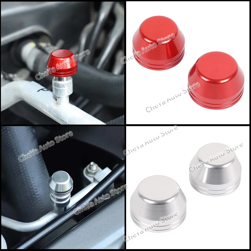 AC Service Valve Cap Cover For Subaru WRX Levorg VB 2022+ Aluminum Red Silver Replacement Mod Accessories 2Pcs