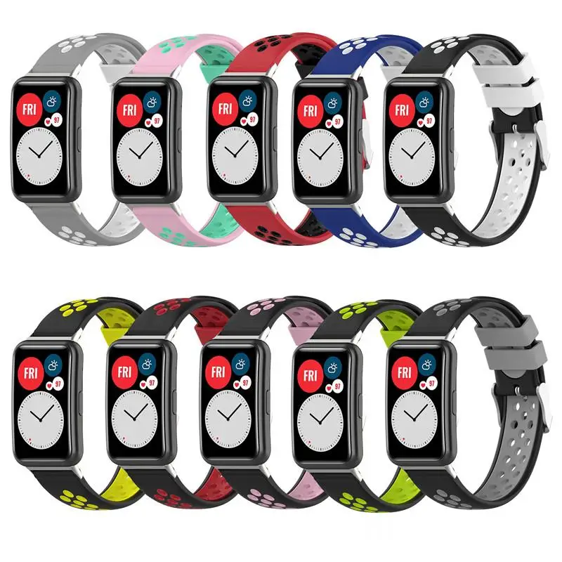 Silicone Band For Huawei Fit Smart Watch TIA-B19/B09 Replacement Double Color Bracelet For Huawei Fit Wrist Strap Correa