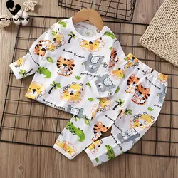 Kids Summer Thin Soft Pajamas New Boys Girls Cartoon Long Sleeve T Shirt Tops with Pants Baby Sleeping Clothes Sets Homewear