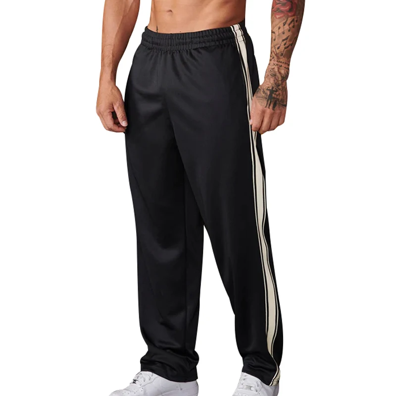 2024 Daily versatile Street fashion label pantaloni a gamba dritta da uomo a righe laterali pantaloni sportivi larghi pantaloni sottili a gamba larga