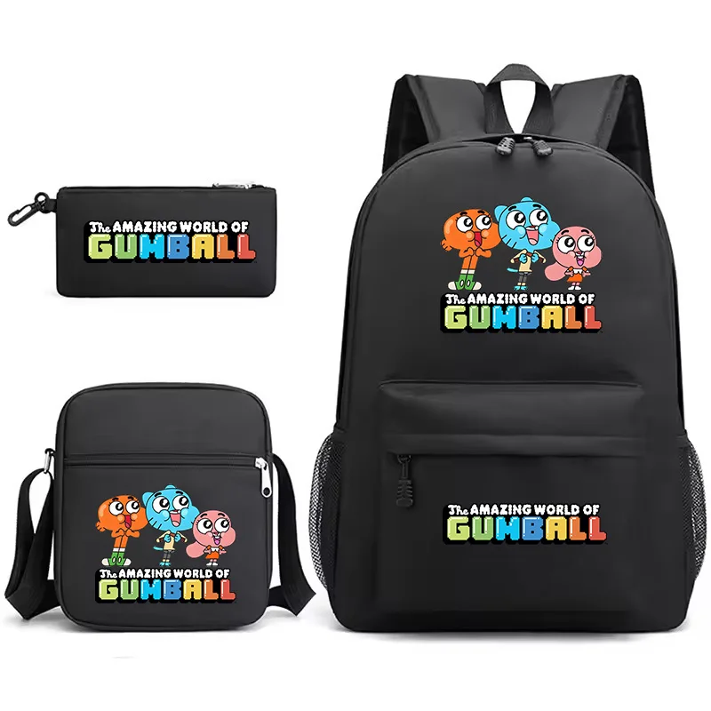 The Amazing World of Gumball Backpack Boys Girls Back To School Bags Kids Shoulder Bagpack Teen Travel Rucksack Mochila 3Pcs/set