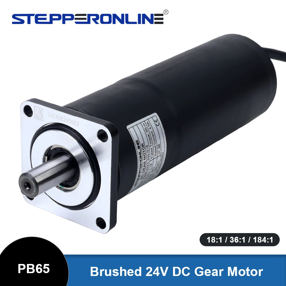 STEPPERONLINE 24V DC Brushed Gear Motor 5Nm/10Nm/45Nm w/18:1/36:1/184:1 Planetary Gearbox IP66 155°C[311°F]