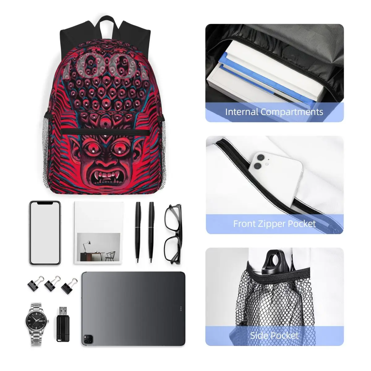 Rock Tool Band Lateralus Heavy Metal Music Student Backpack School Bag Hiking Travel Daypack for Men Women Bookbag Shoulder Bags