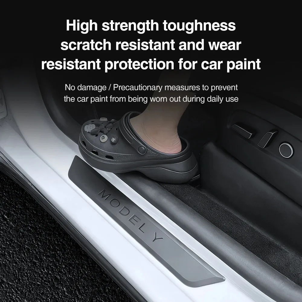 For Tesla Model 3 Pedal Protection Strip 4Pcs/Set Accessories Model Y Juniper Door Sill Decoration Wrap Cover 2020 - 2026 view 5