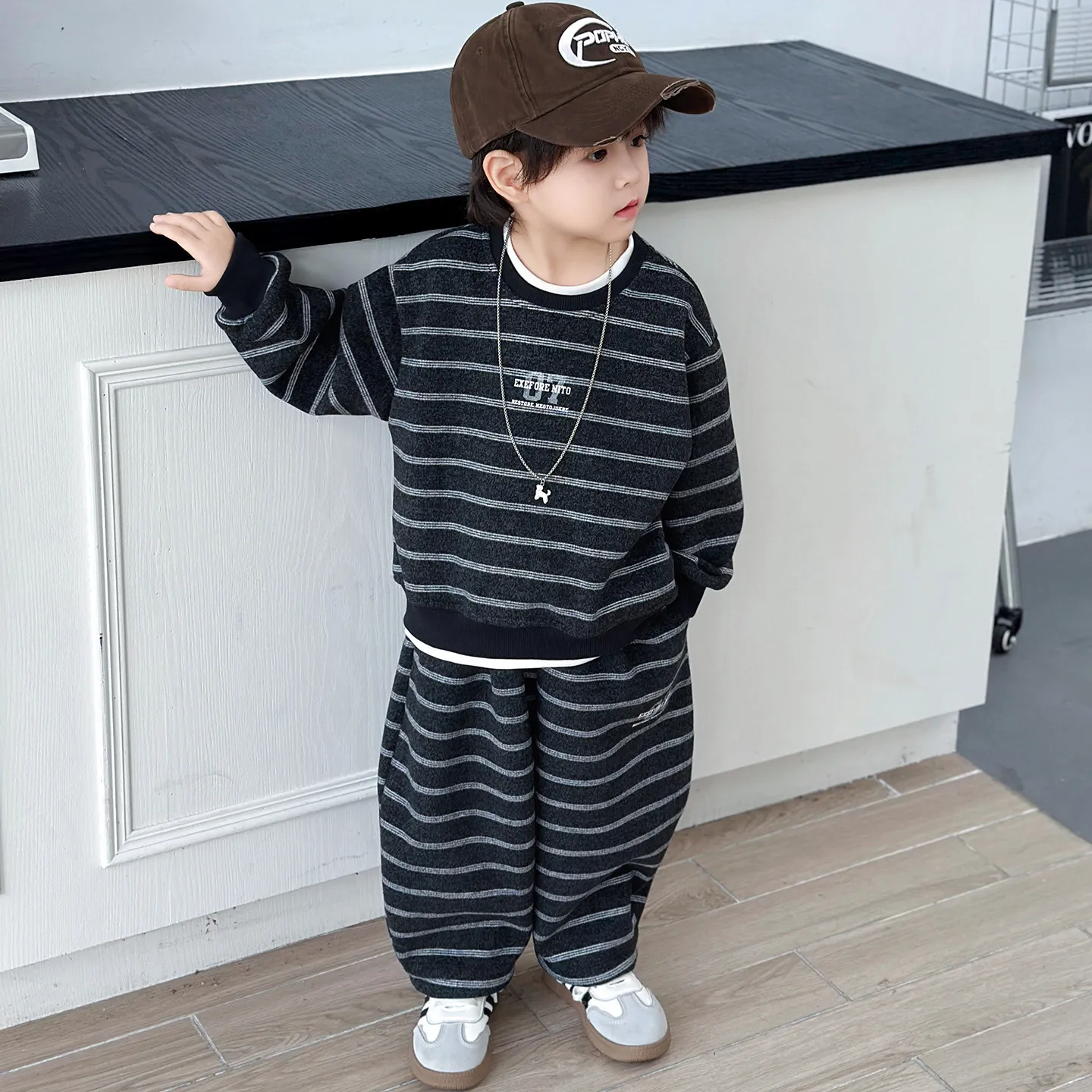 Children's Outfit Spring Autumn Kids Clothes Boys Striped Sweatshirt +  Pants 2pcs Set handsome Teen Tracksuits 2-10 Years