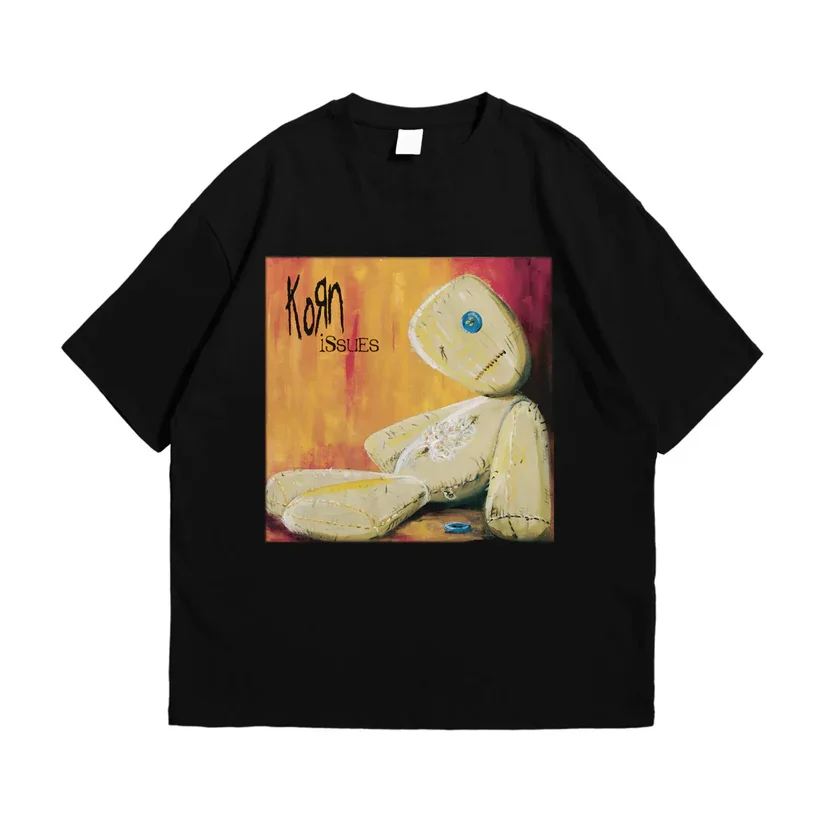 Korn Issues Men Black Cotton TShirt Retro Streetwear Cool Style