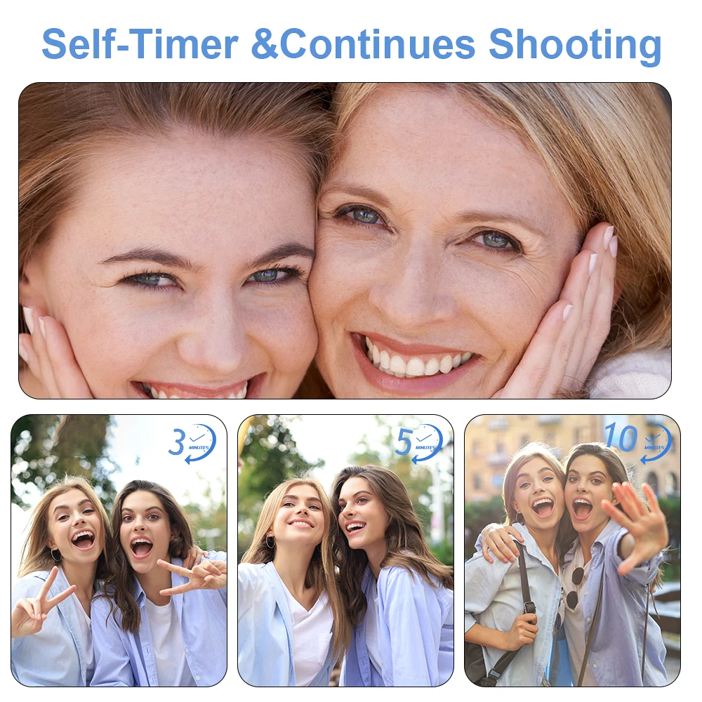 كاميرا Vandlion A61 4K الرقمية بدقة 64 ميجابكسل لالتقاط الصور بتركيز تلقائي ومرشحات متعددة تدعم شاشة LCD ملونة للمؤقت الذاتي 2.8 بوصة