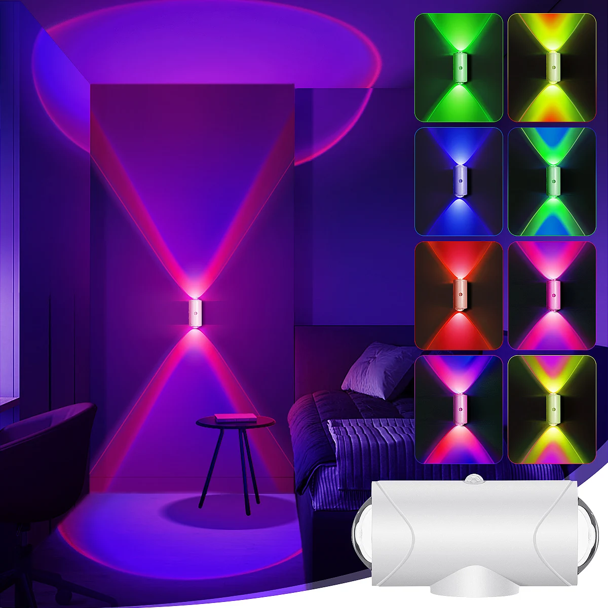 1PC/2PCS /4PCS Rechargeable LED Night Lights with Motion Sensor Wall Lights, RGB Gradient Ambient Light, Dimmable Indoor Lamps,