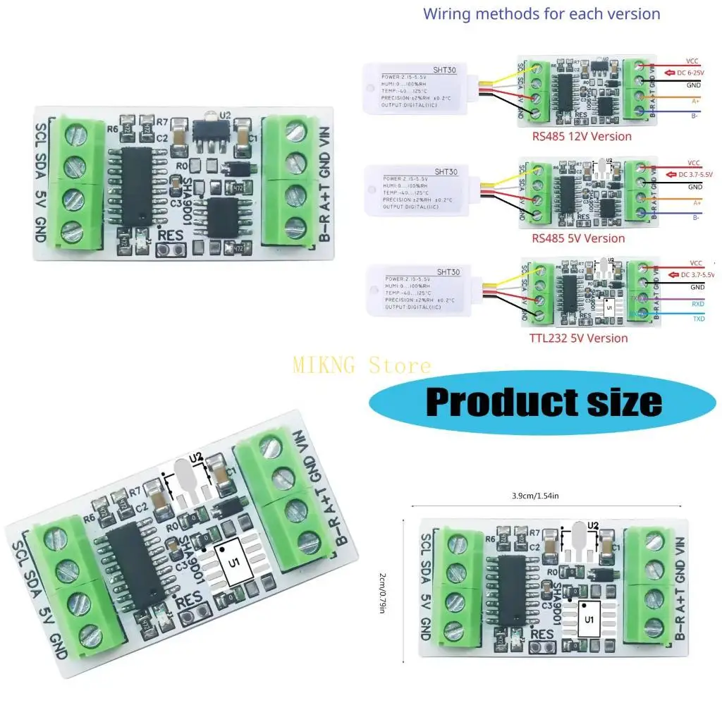 

-40-125℃ 0-100%RH SHT30 Temperature Humidity Sensors Adapter Board for Industrial best sale