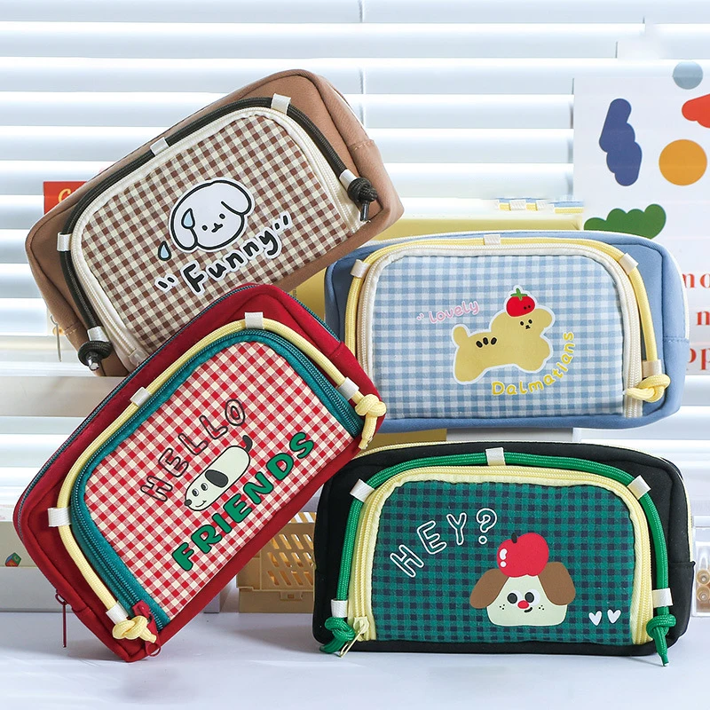 الكرتون جرو سعة كبيرة الرجعية شعرية نافذة حقيبة أقلام رصاص للرجال والنساء العالمي لطيف عالية القيمة القذرة مقاومة Statio #2