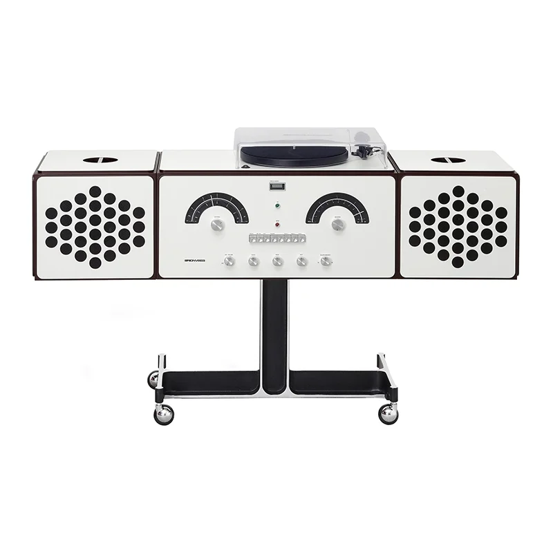 

Light luxury retro record cabinet storage living room household smile record player three-door vinyl record player storage