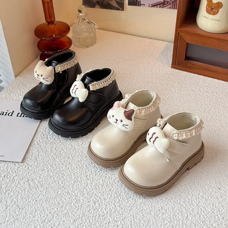Girls Boots Lace Kids Fashion Buckle Cute Solid Color Toddler Girls Shoes Children Casual Boots Versatile Autumn New Simple