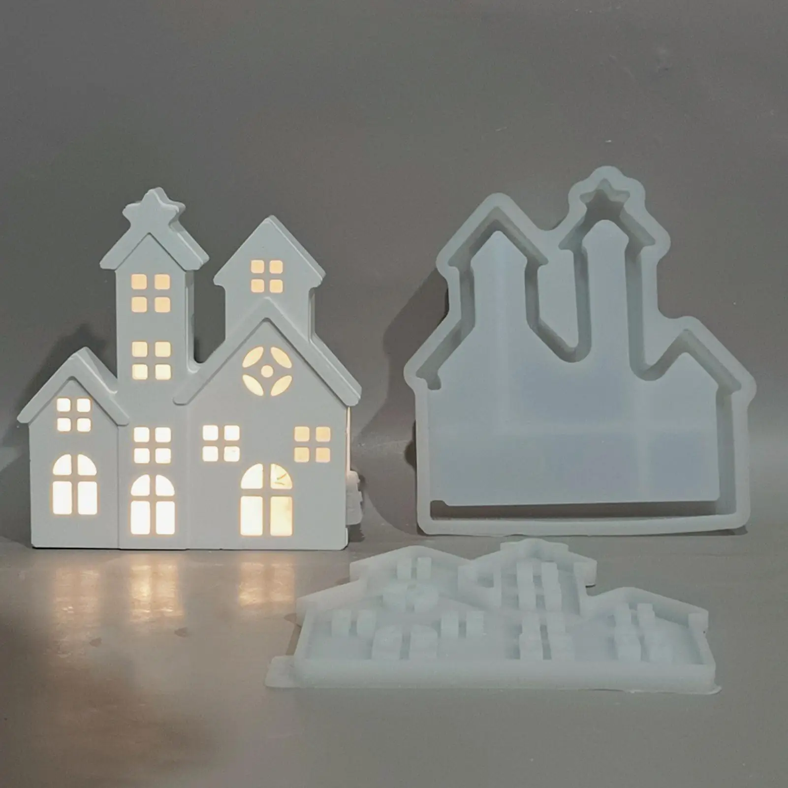 

Silicone Mold Non-Stick Christmas Home Decor 1 Pair Building Shape Casting Mold For Chocolate Wax Fondant Clay Bedroom Kitchen