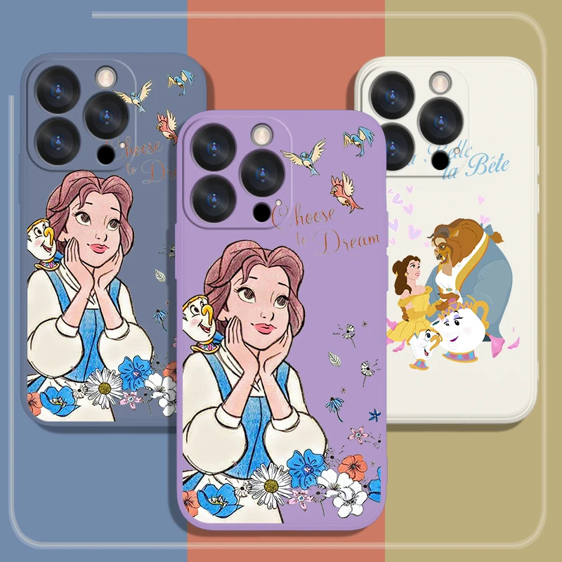 Princess Bella Disney Liquid Rope For Apple iPhone 15 14 13 12 11 XS XR X 8 7 SE Pro Max Plus Mini Cover Phone Case