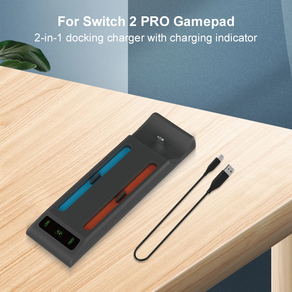 2 In 1 Game Controller Charger LED Indicators Small Handle Charging Base Gamepad Charging Station for NS2 PRO Joy-Con