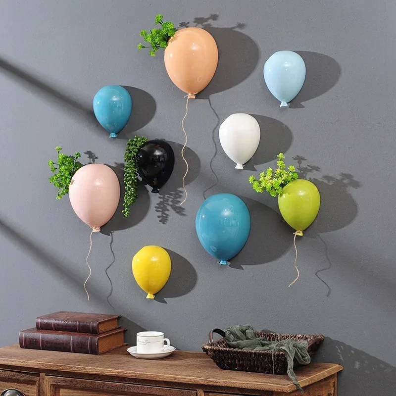 

Creative American Ceramic Balloon Wall Hanging Vase, Unique Flower Pot for Home Decoration, Balloon Vase