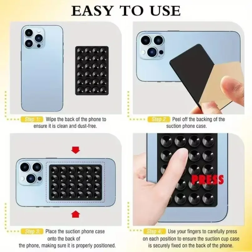 For Selfies and Videos Silicone Suction Phone Case Mount Non Slip Suction Cup Phone Stand Mixed Color Silicone Phone Holder image 4