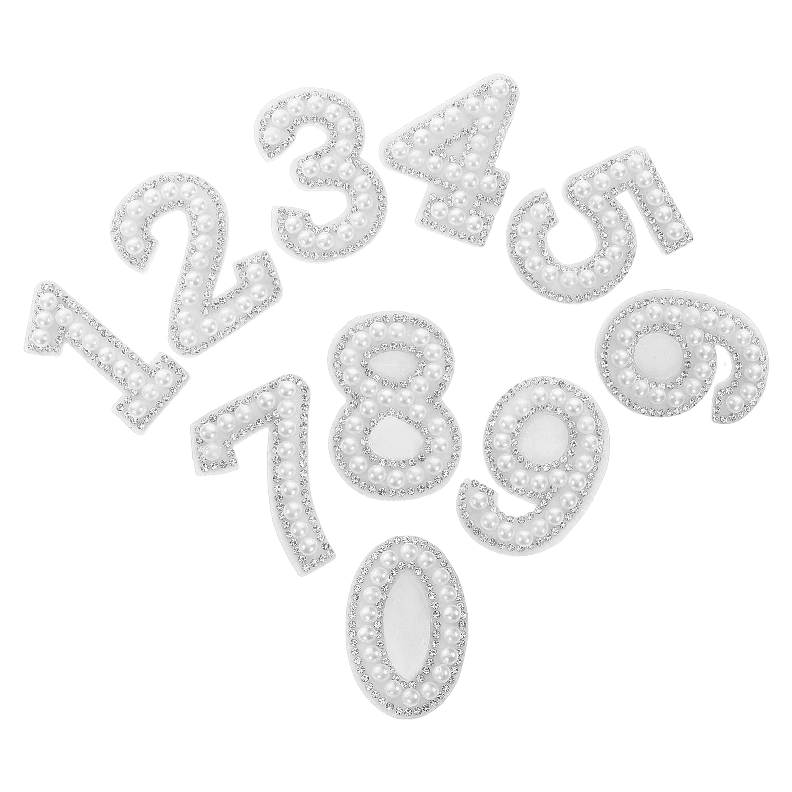 

Digital Pearl Rhinestone Stickers Diy Number Appliques Iron-on Cloth Patches Embroidered Fabric