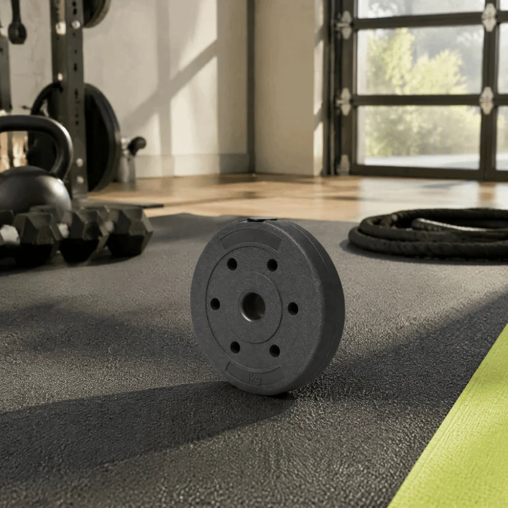 Solid black weight plate Barbell Weight Plate Coated Surface Weight Marked Cast Iron Weight Plate Round Shape