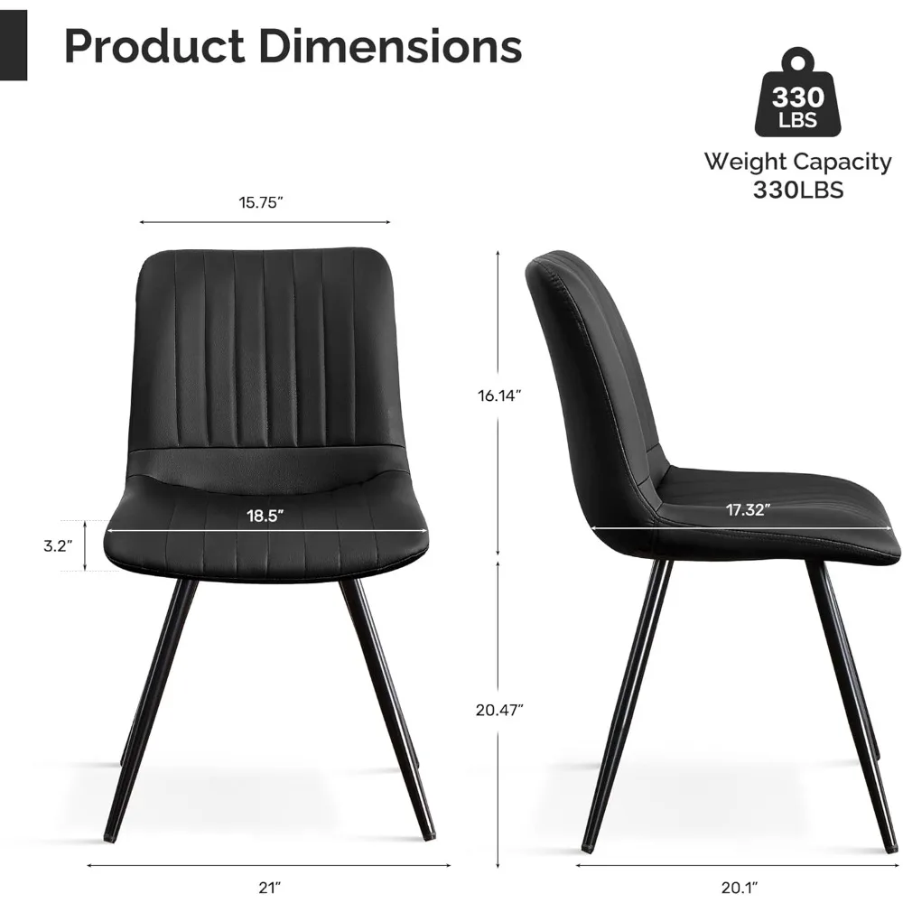 

Dining Chairs Set of 6, Modern Dining Chairs with Thick Cushions, PU Leather Upholstered Kitchen Dining Room Chairs