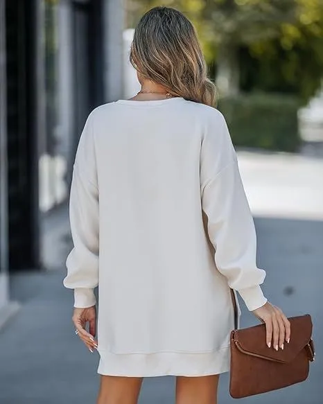 Style Pullover Hoodie Regular Fit Commute Style with Round Neck Asymmetrical No Hood Standard Length Single Women Sweatshirt