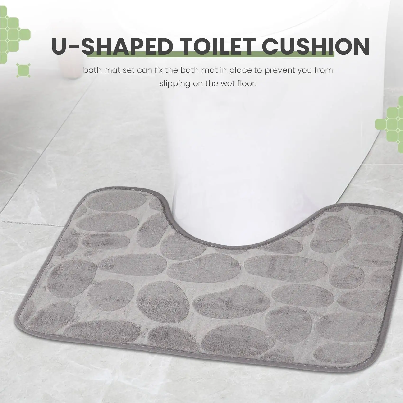 

Комплект из 2-х ковриков для ванной Y42A: коврик для ванной и U-образный контурный коврик для унитаза, из пены с эффектом памяти, впитывающий, машинная стирка.