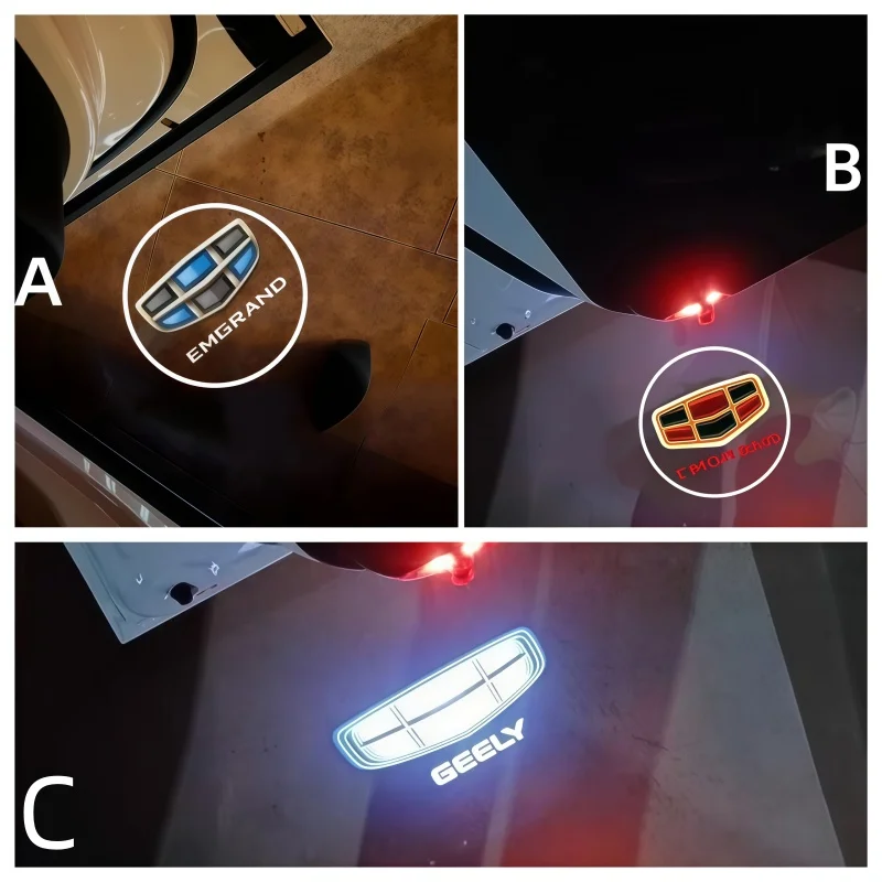 2PCS Car Door Logo Light HD Laser Welcome Projector Lamps for Geely Emgrand Atlas Boyue GL GS NL3 Shadow Car Goods Accessories