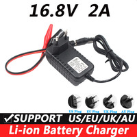 16.8V 2A li-ion Battery Charger for 14.4V 18650 Lithium Battery 5.5mm x 2.1mm DC Power Crocodile clips
