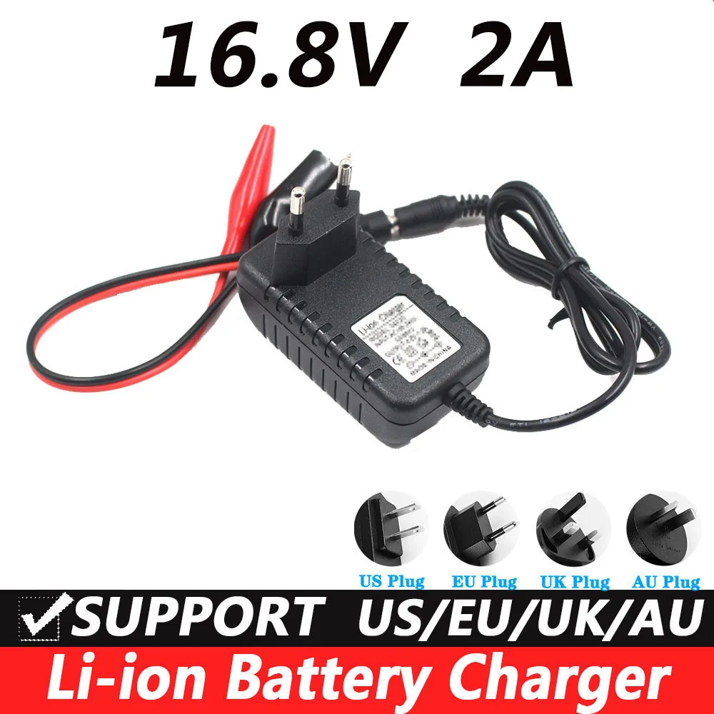 16.8V 2A li-ion Battery Charger for 14.4V 18650 Lithium Battery 5.5mm x 2.1mm DC Power Crocodile clips