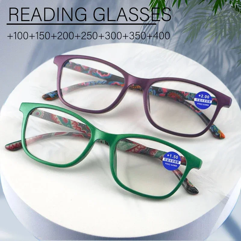 

Fashion Women Reading Glasses Flower Print Resin Read Eyeglasses Magnifying Presbyopic Eyewear +1.0~+4.0 Reading Glasses Women